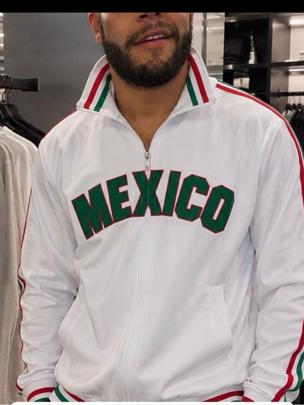 Othr White Track Jacket with Green & Red Mexico Graphic
